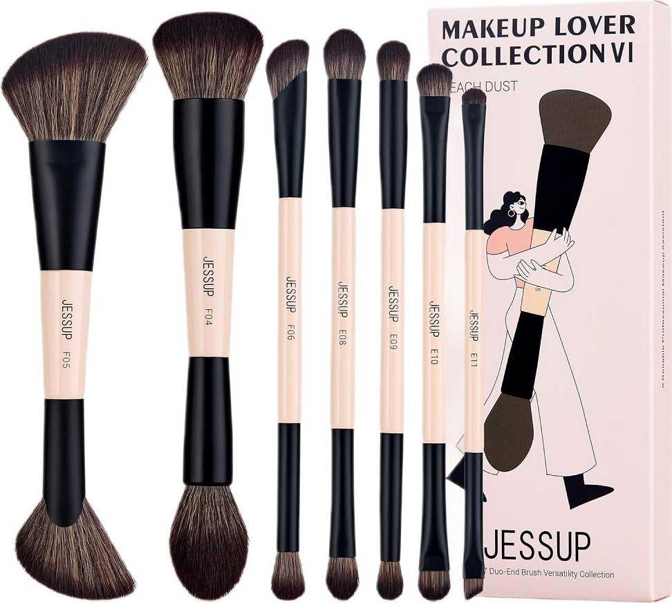 JESSUP_SET 14-in-7 „Versatility Duo-End Versatility Collection“ dvipusiai makiažo šepetėliai, 7 vnt.