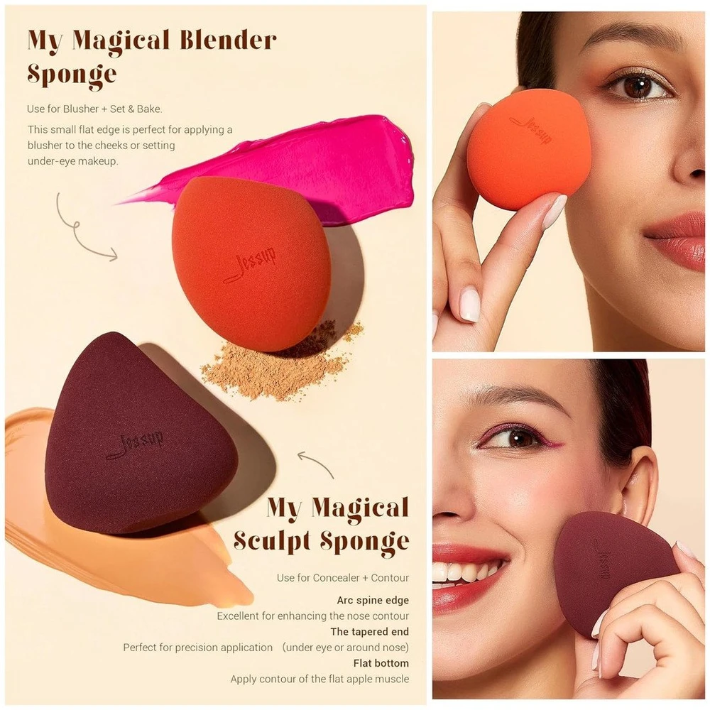 Jessup Ultimate Travel Makeup Tool Gift Kit makiažo šepetėlių rinkinys 3vnt. + makiažo kempinėlės 2 vnt. T510