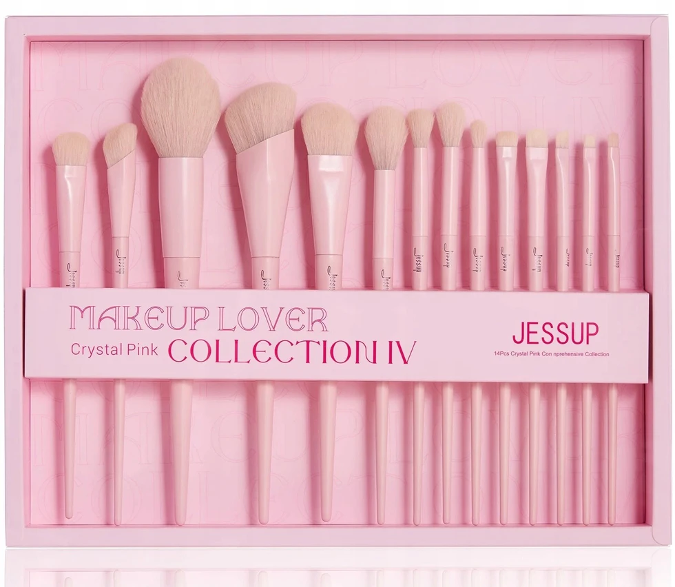 Jessup Makeup Lover Crystal Rožinė Collection IV makiažo šepetėlių rinkinys T495 14vnt.