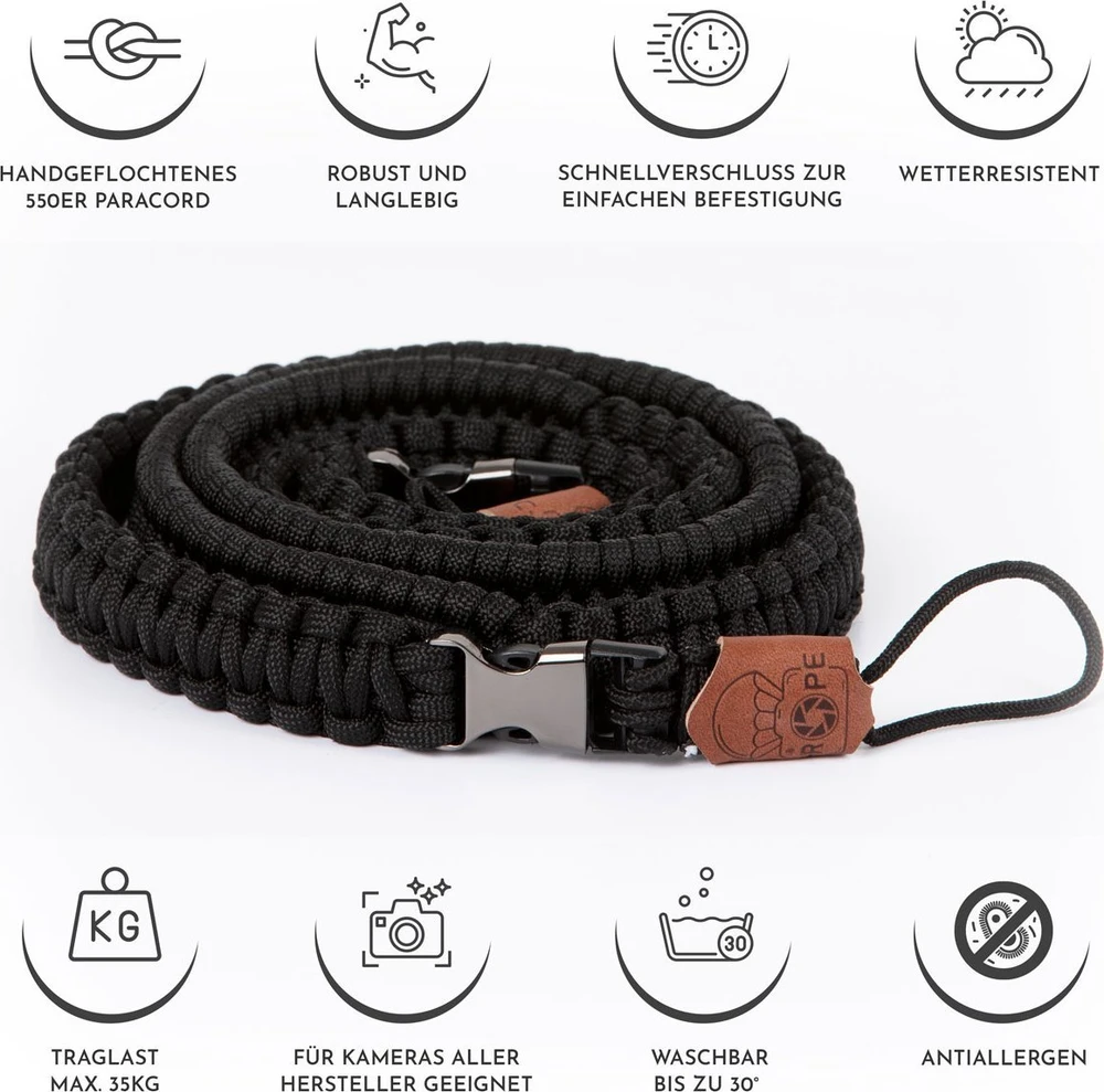 JetWorld C-ROPE Kameragurt Traveler aus Paracord 100cm Silent Juodas retail