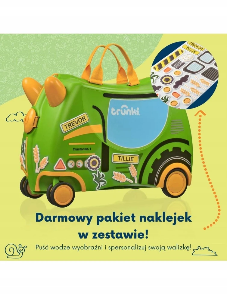 JetWorld Trunki GLIDE360 traktorius Tommy – vaikiškas kelioninis lagaminėlis (TRU0144)