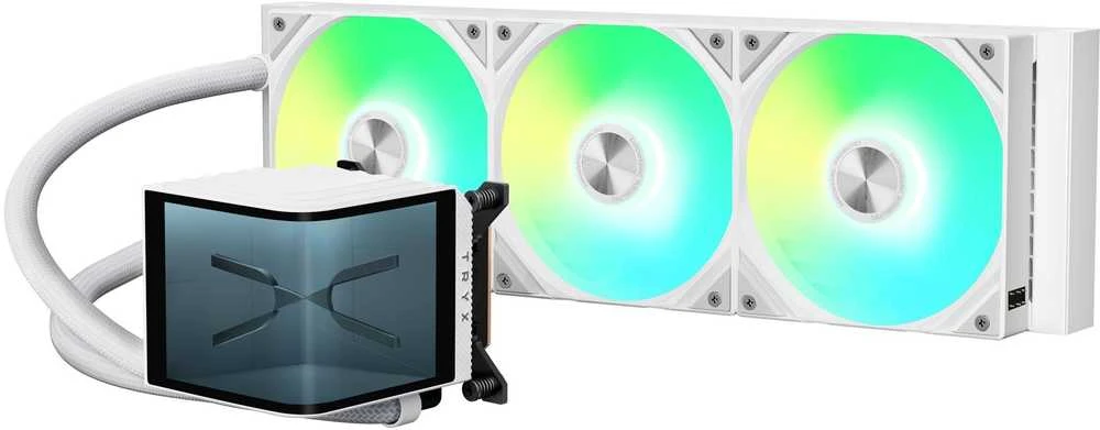 TRYX PANORAMA 360 ARGB All-in-One Liquid Cooler, 3D-AMOLED-Ekranas – 360mm, baltos spalvos