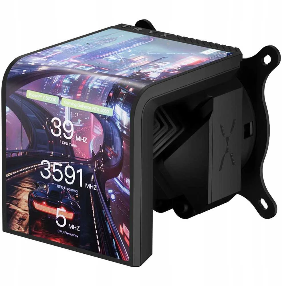 TRYX PANORAMA SE ARGB 240 All-in-One Liquid Cooler, 3D-AMOLED Ekranas – 240mm, juodos spalvos