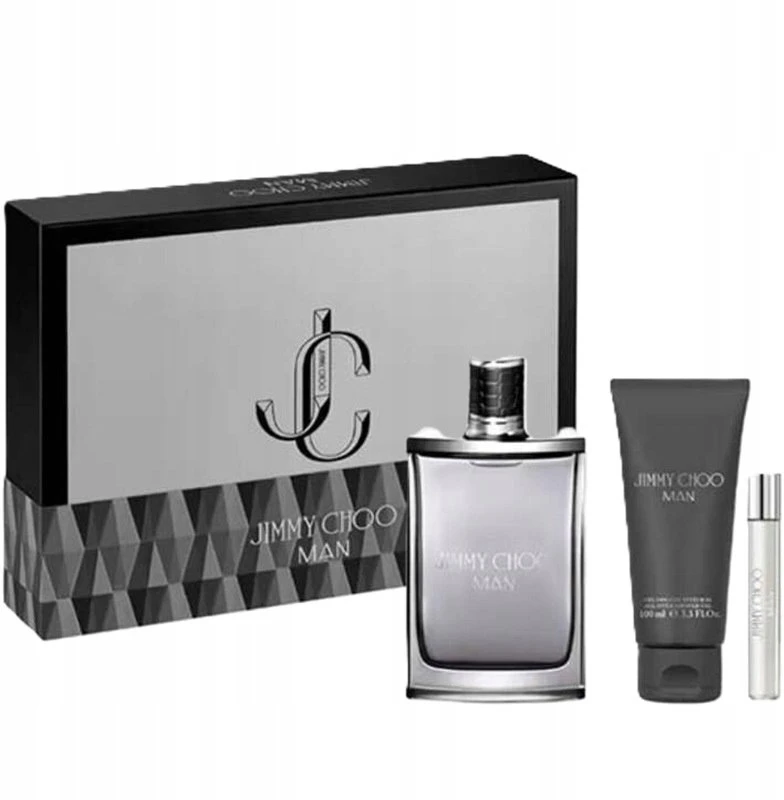 Rinkinys „Jimmy Choo“: tualetinis vanduo vyrams, 100 ml + tualetinis vanduo vyrams, 10 ml + dušo želė kūnui, visiems odos tipams, 100 ml