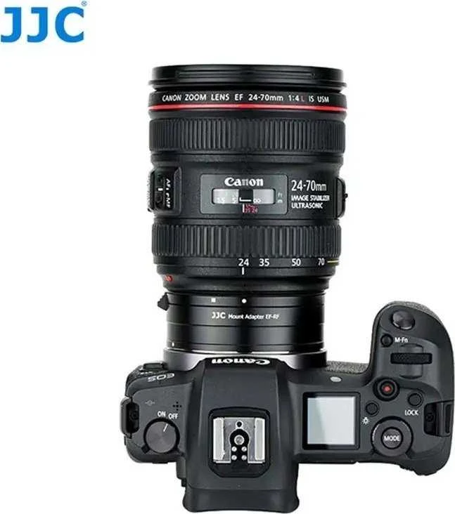 Adapteris - JJC CA EF_RF objektyvo tvirtinimo adapteris (Canon EF, RF, aliuminio lydinys, juodas)