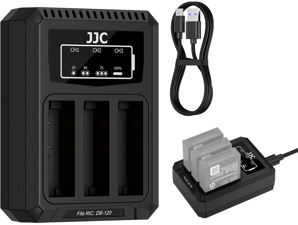 Baterijų Įkroviklis - JJC DCH DB120TC Multi Baterija Charger, Intelligent Charging, Compact Design, Juodas
