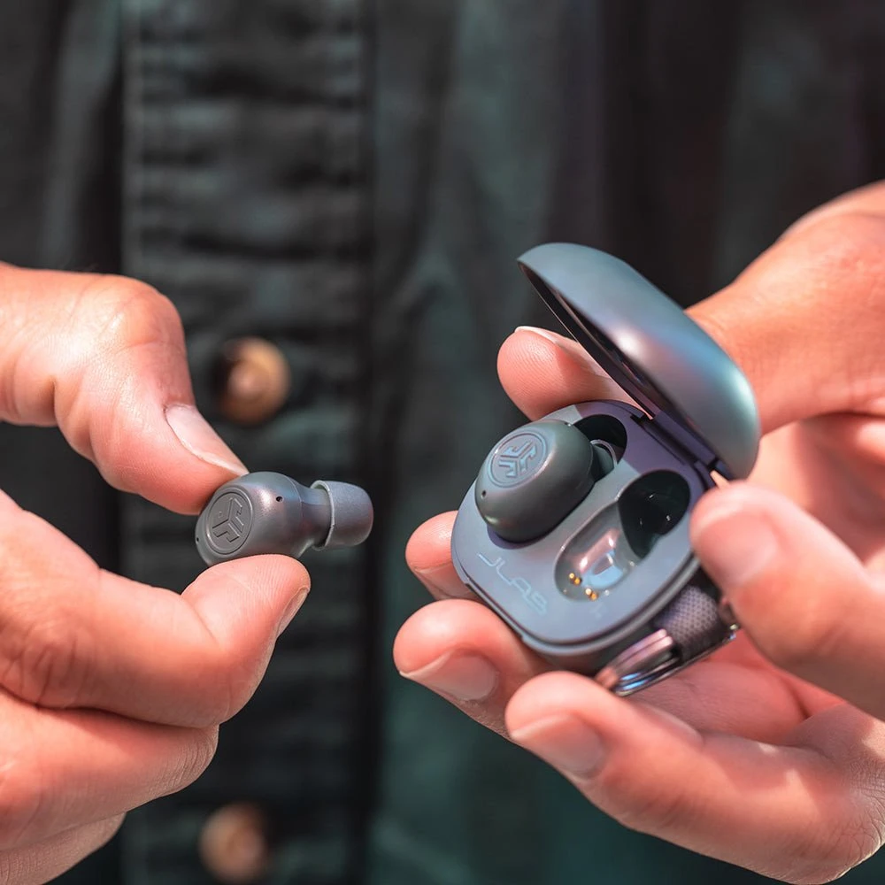 Jlab JBuds Mini TWS ausinės – Sage Pilkas Bluetooth į ausis įdedamos ausinės, integruotas mikrofonas