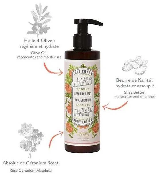 Panier Des Sens Geranium Rosat Hydrating Losjonas kūnui, 250 ml