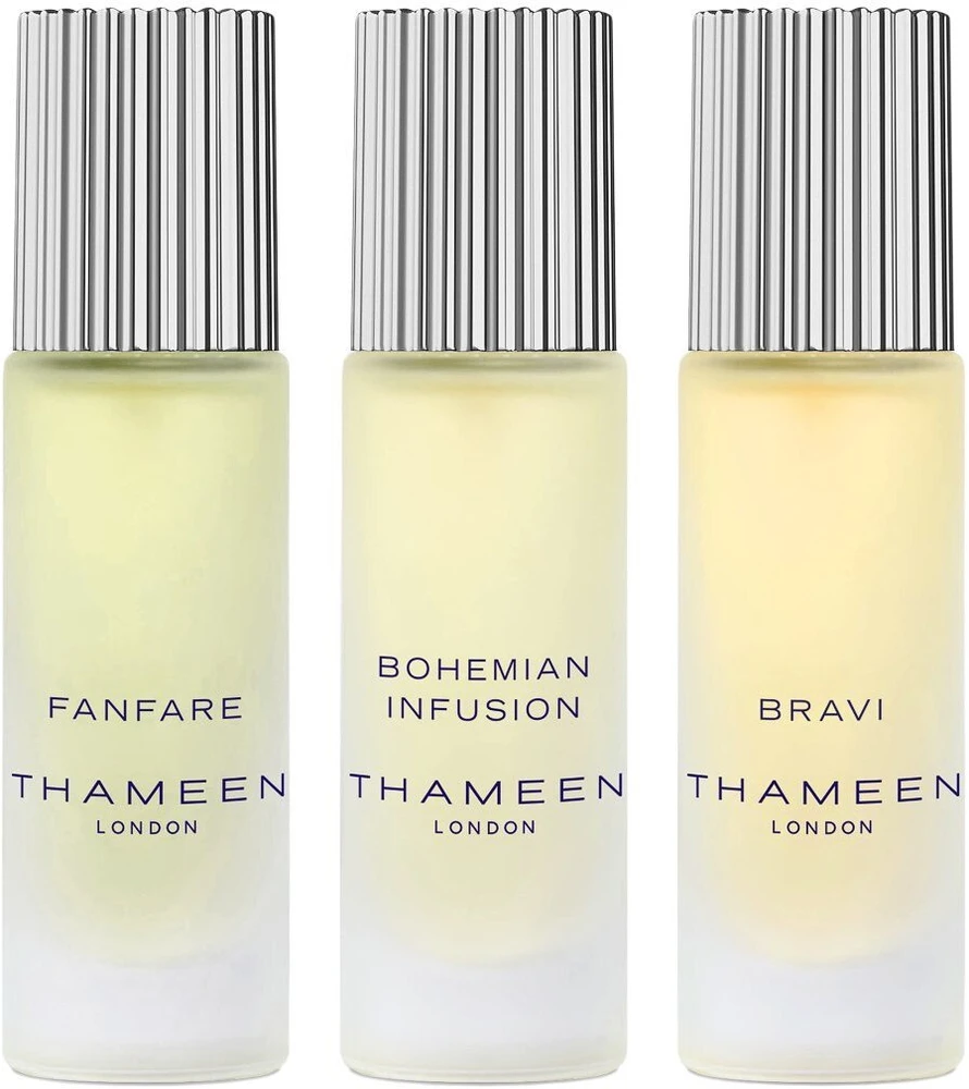 „Thameen London“ rinkinys: „Fanfare“ unisex odekolonas, 10 ml + „Bohemian Infusion“ unisex odekolonas, 10 ml + „Bravi“ unisex kvepalų ekstraktas, 10 ml