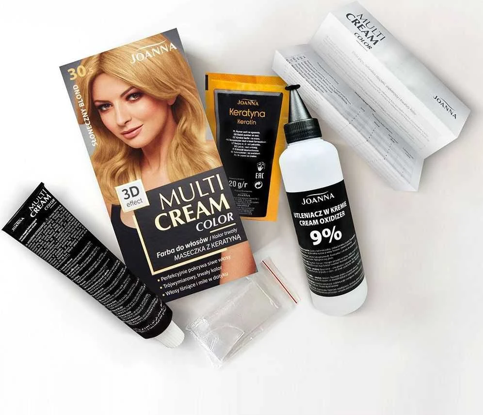 Joanna Multi Cream Sunny plaukų dažų rinkinio turinys