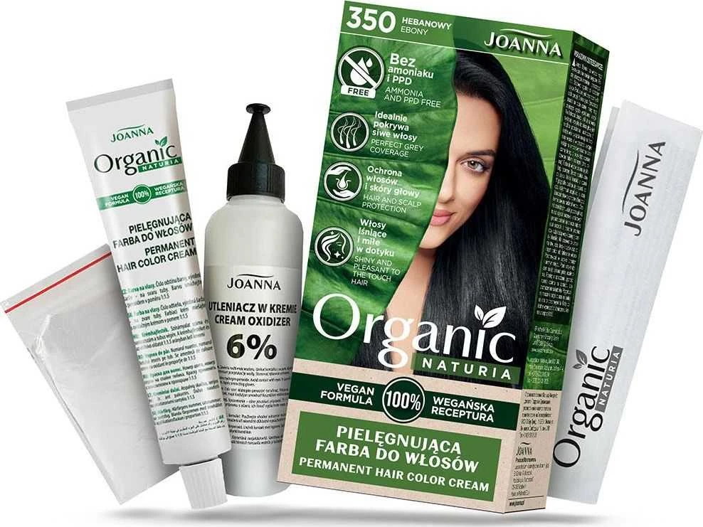 Joanna Naturia organinė nuolatinė plaukų spalva kreminis 350 Hebanowy