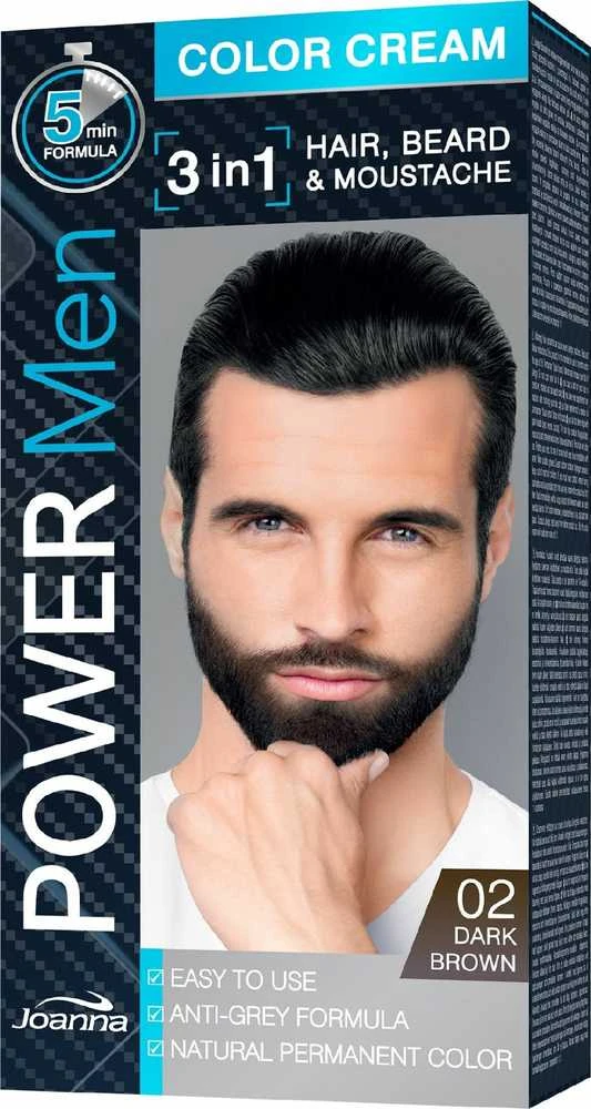 Joanna Power Men plaukų dažų pakuotė tamsiai ruda spalva
