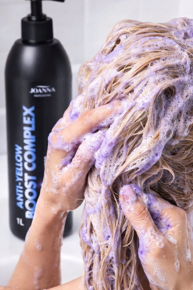 Joanna Professional Tonuojantis šampūnas nuo geltonumo „Anti-Geltona Boost Complex“ mėlynas, 1000 g