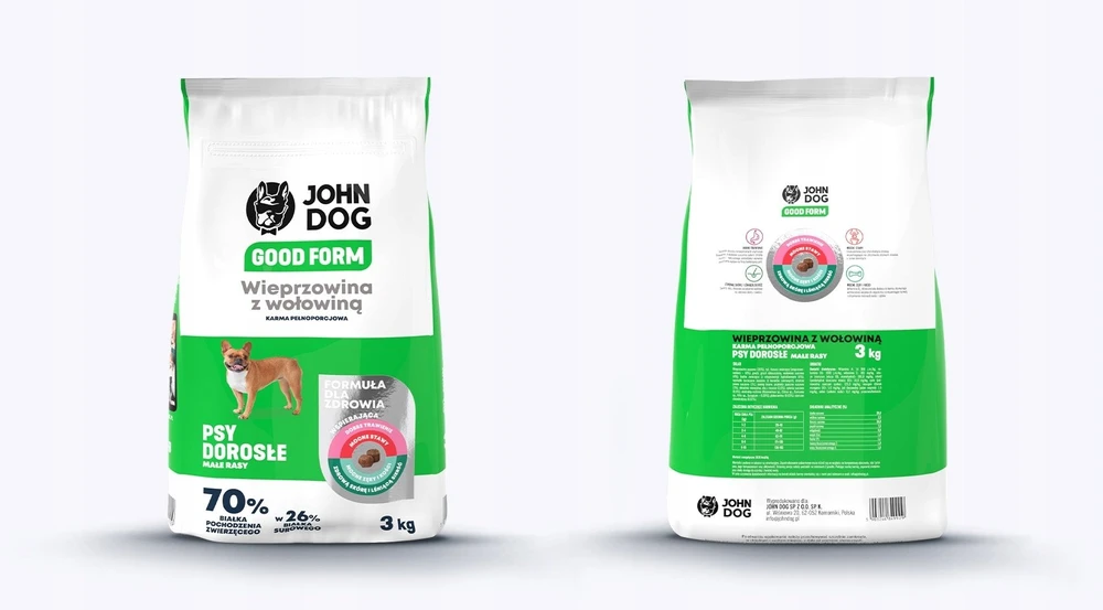 JOHN DOG Good Form Small breeds Pork with jautiena – sausas Maistas šunims – 3kg