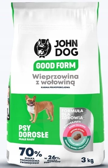 JOHN DOG Good Form Small breeds Pork with jautiena – sausas Maistas šunims – 3kg