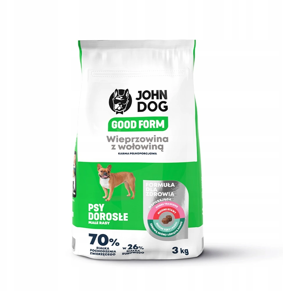 JOHN DOG Good Form Small breeds Pork with jautiena – sausas Maistas šunims – 3kg