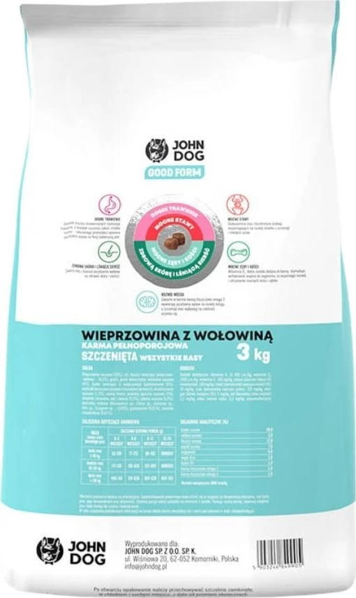 JOHN DOG Good Form Junior Pork with jautiena – sausas Maistas šunims – 3kg