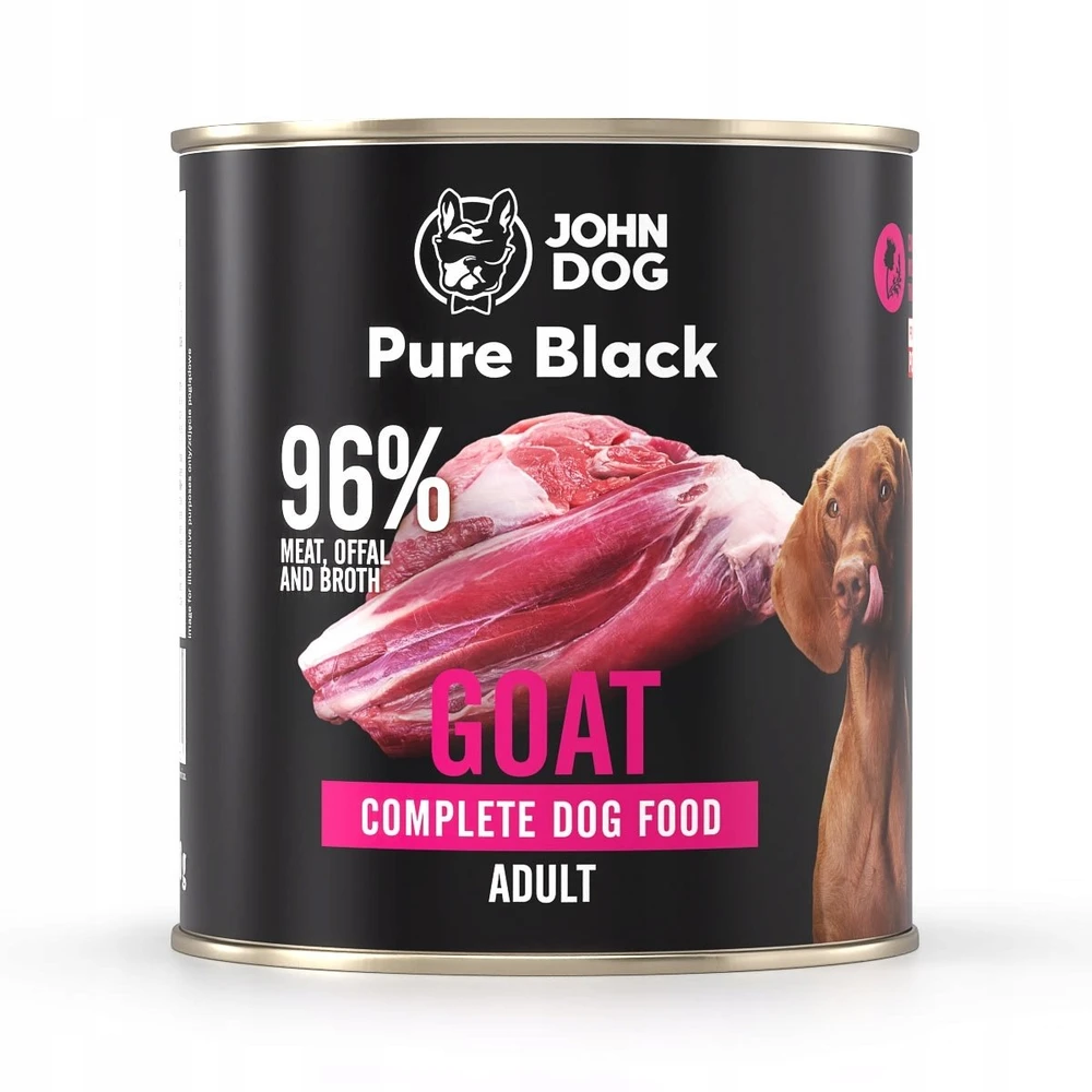 JOHN DOG Pure Juodas Ožkiena – drėgnas ėdalas šunims – 800g