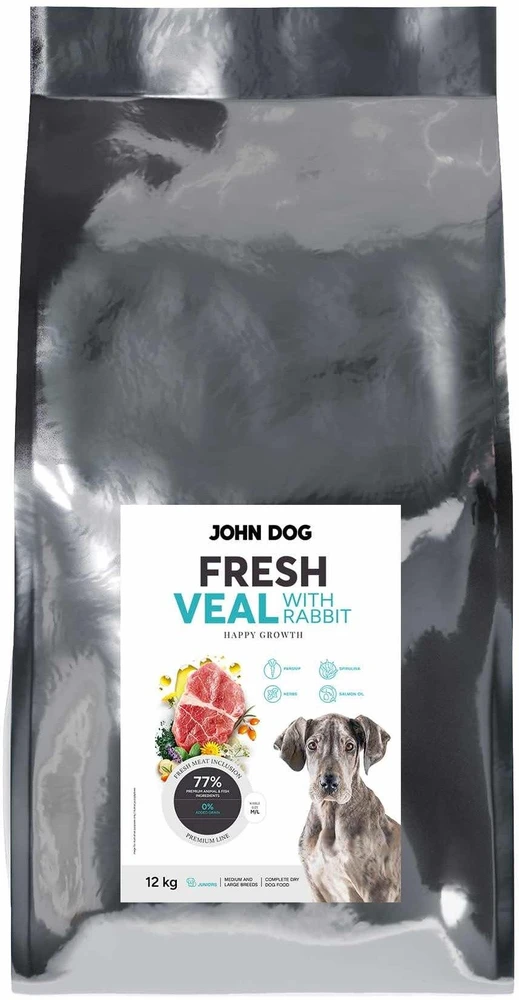 Šunų maistas - JOHN DOG Fresh Junior Medium and Large Breeds sausas maistas 12kg