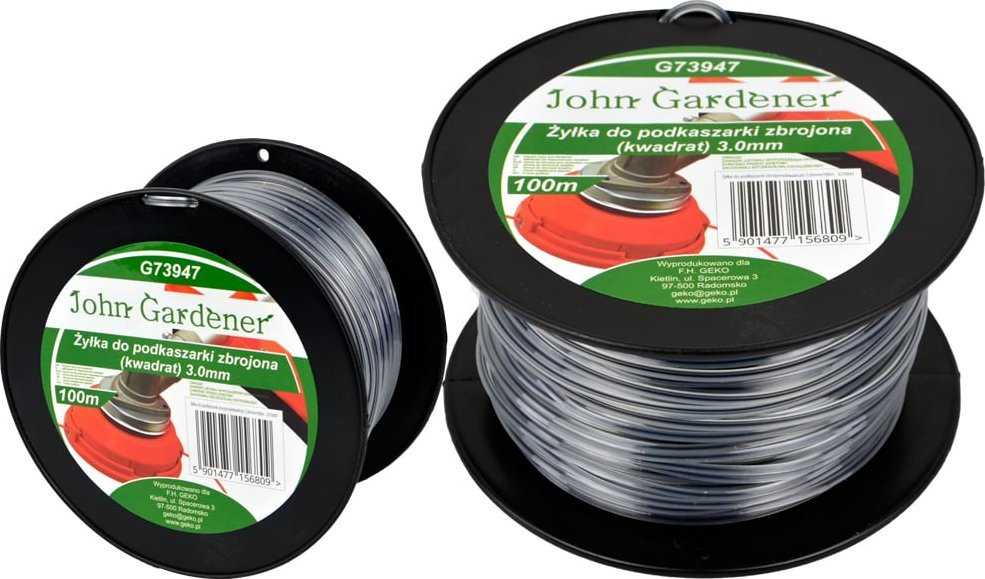John Gardener GEKO sustiprinta krūmapjovės viela (kvadratinė) 3,0 mm x 100 m
