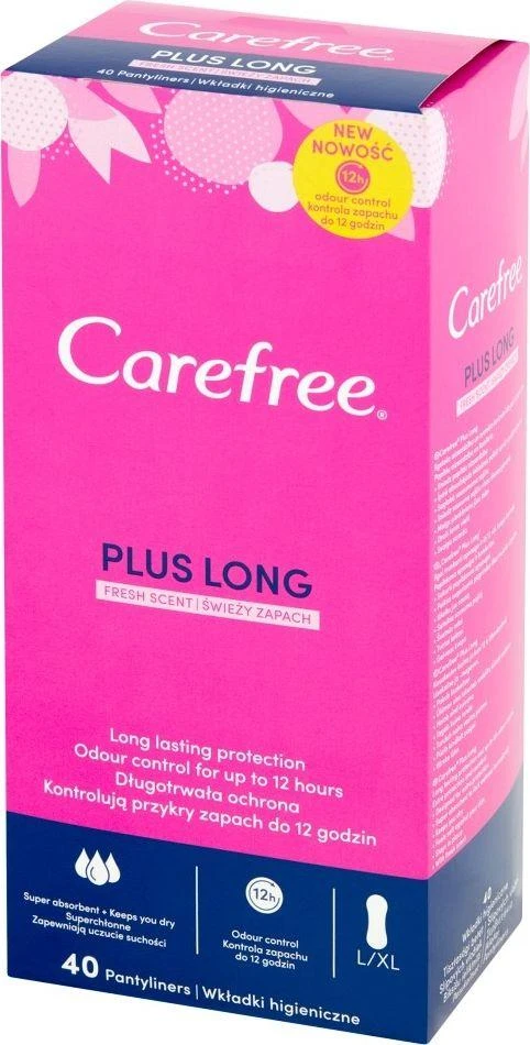 Johnson & Johnson Carefree Plus ilgų kelnaičių įklotai Fresh Scent - gaivaus kvapo 1vnt.-40vnt.