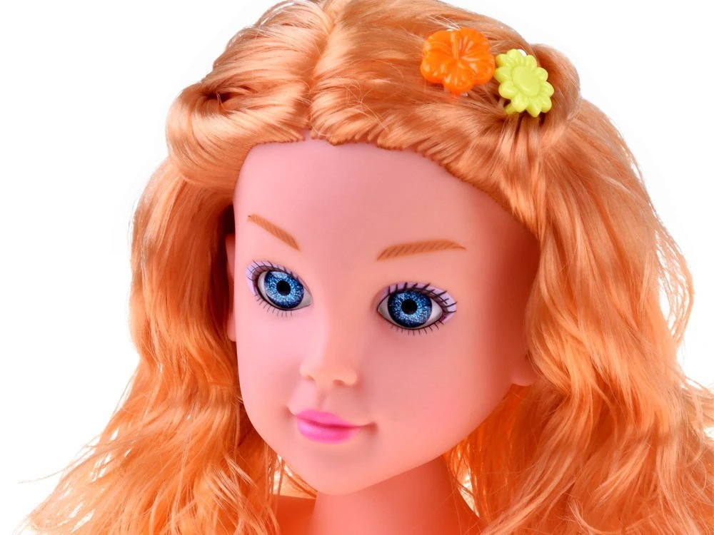 Jokomisiada ŠVIESIAPLAUKIŲ LĖLĖ 20 cm šukavimo galvutė su kirpimo priedais ZA5837