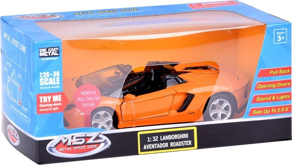 Jokomisiada automobilio metalinis modelis Lamborghini Aventador Roadster 1:32 interaktyvus ZA5053