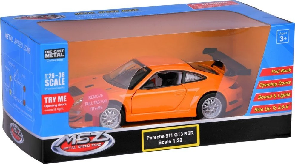 Jokomisiada Automobilio metalinis modelis Porsche 911 GT3 RS 1:32 šviesų ir garso kolekcija ZA5054