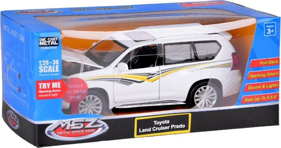 Jokomisiada Metalinis automobilio modelis TOYOTA LAND CRUISER PRADO su šviesa ir garsu visureigis ZA5056
