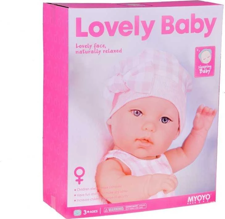 Jokomisiada Baby Doll Newborn dėvi rožinės spalvos kepurės suknelę + triušis ZA 5007 RO