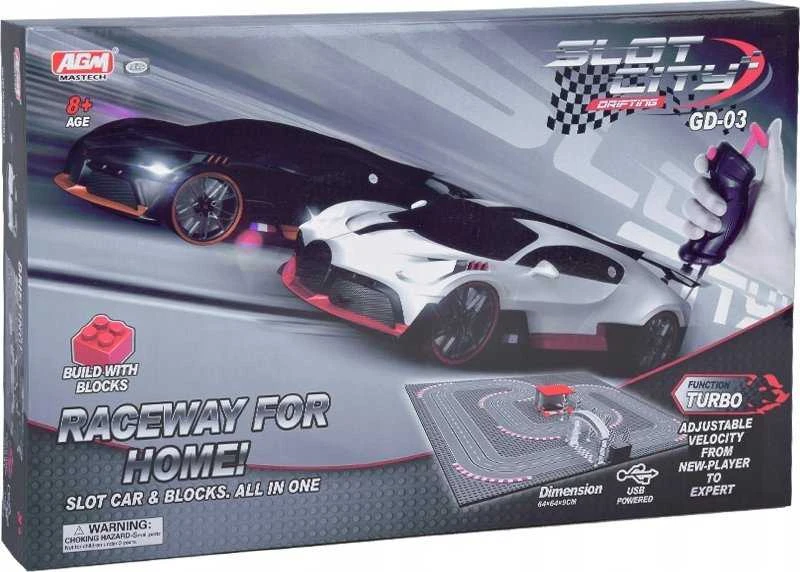 Jokomisiada Bugatti lenktynių trasa su 2 blokais nuotolinio valdymo automobiliais! Labai smagus RC0664