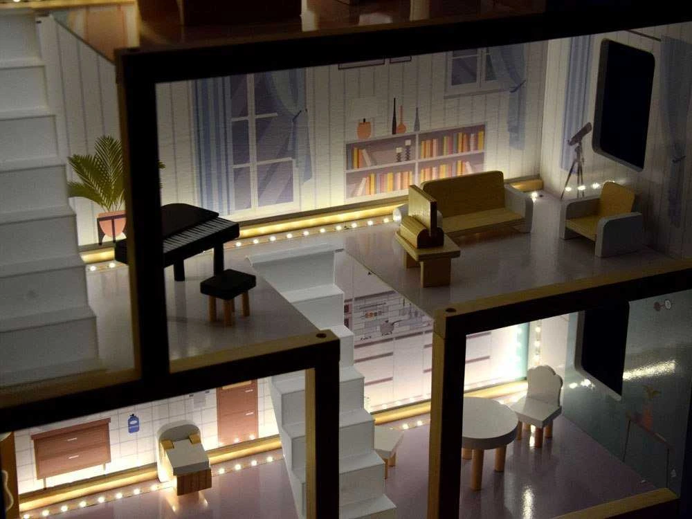Jokomisiada Medinis boho stiliaus lėlių namelis LED