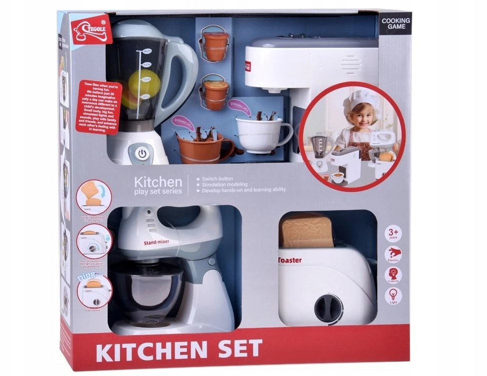 Jokomisiada Large set of small household appliances for play mixer toaster plakiklis kavos virimo aparatas ZA5577