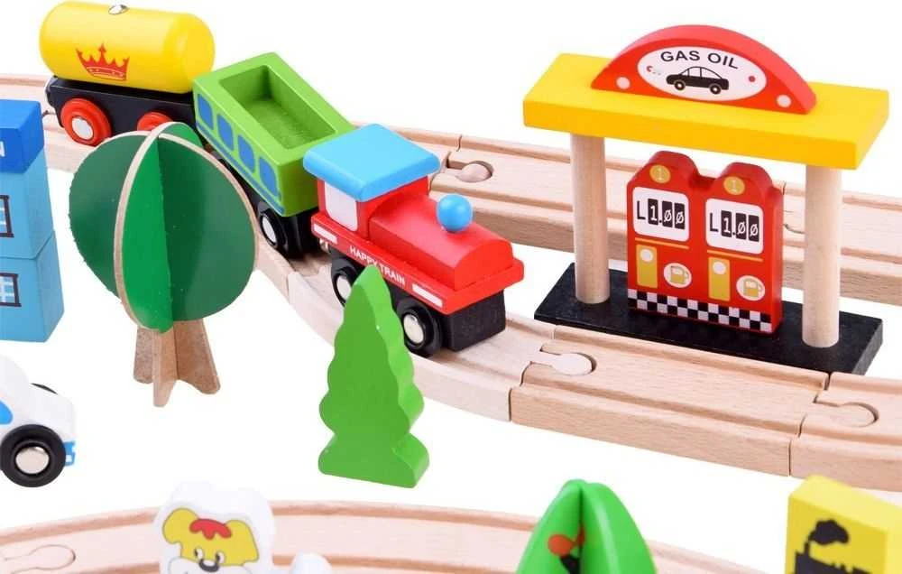 Jokomisiada Didelis medinių geležinkelių rinkinys, 80 dalių ZA3573