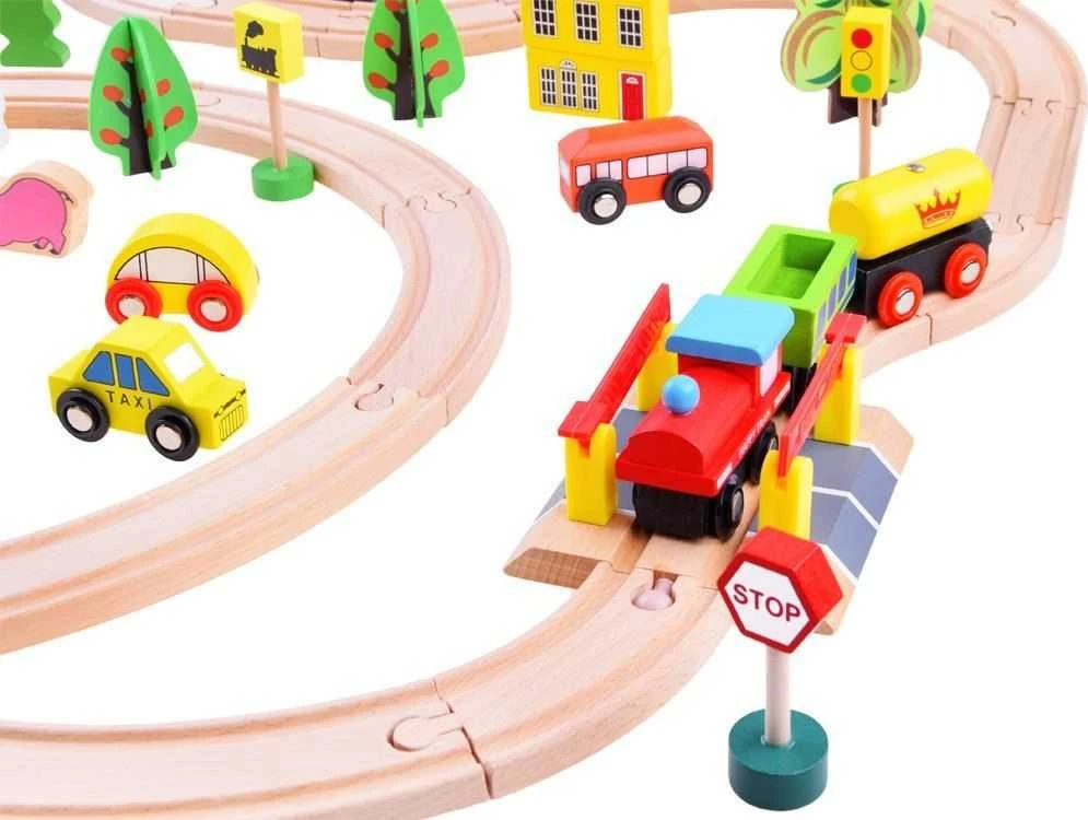 Jokomisiada Didelis medinių geležinkelių rinkinys, 80 dalių ZA3573
