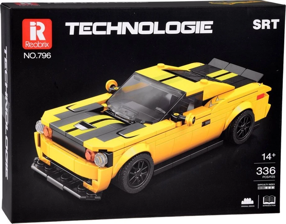 Dėlionė Jokomisiada Techniniai kaladėlės 319 detalių + lipdukai Geltona Sports Car ZA5260