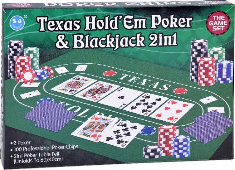 Jokomisiada Kortų žaidimo „2in1“ pokerio ir „BlackJack“ žetonų rinkinys + kortos + lenta GR0706