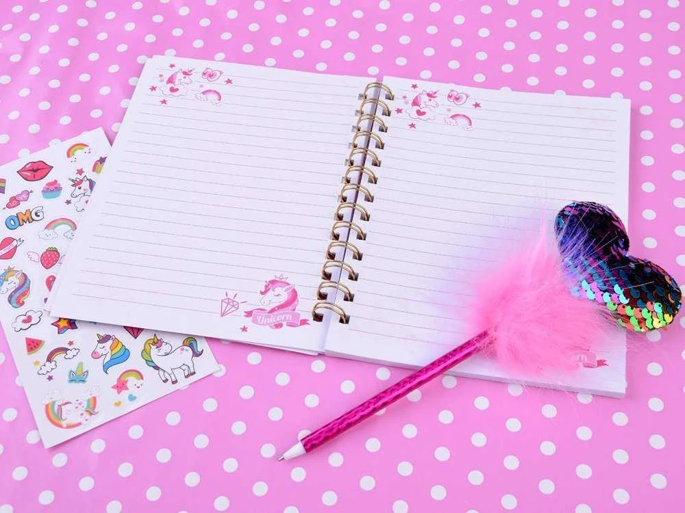 Jokomisiada Stebuklingas slaptas dienoraštis „Unicorn“ + rašiklio lipdukai