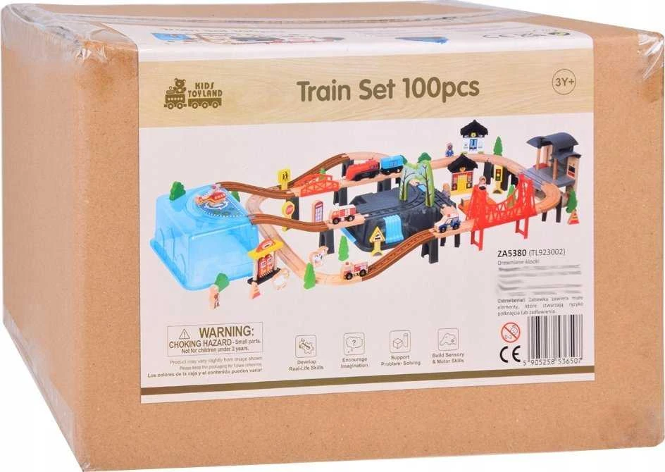 Jokomisiada Mediniai traukinių blokai Build a City Train Locomotive 100 vnt ZA5380