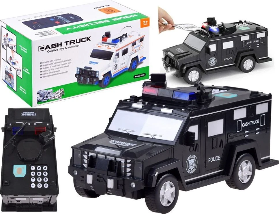 Jokomisiada Žaislinis automobilis Policijos taupyklė Bankomatas Seifas ZA3705