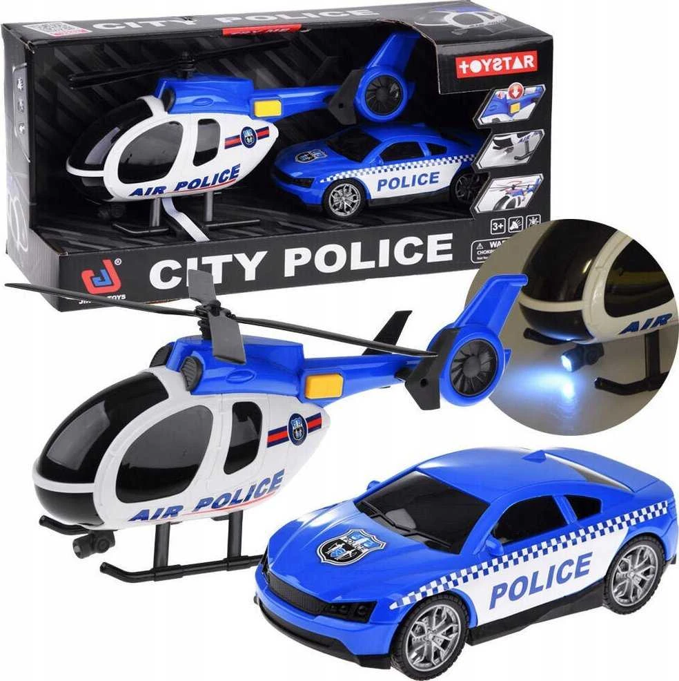 Jokomisiada Policijos transporto priemonių rinkinys Auto Helicopter Sound Light ZA4626