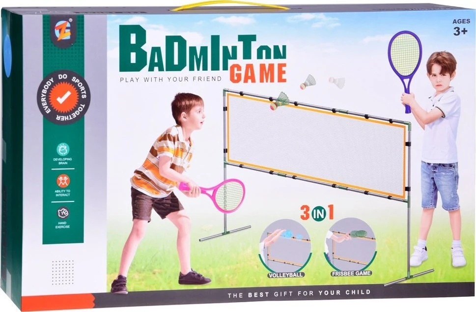 Jokomisiada 3in1 sportinis rinkinys Tinklinio tinklelis, Badmintono kamuolys, diskas SP0772