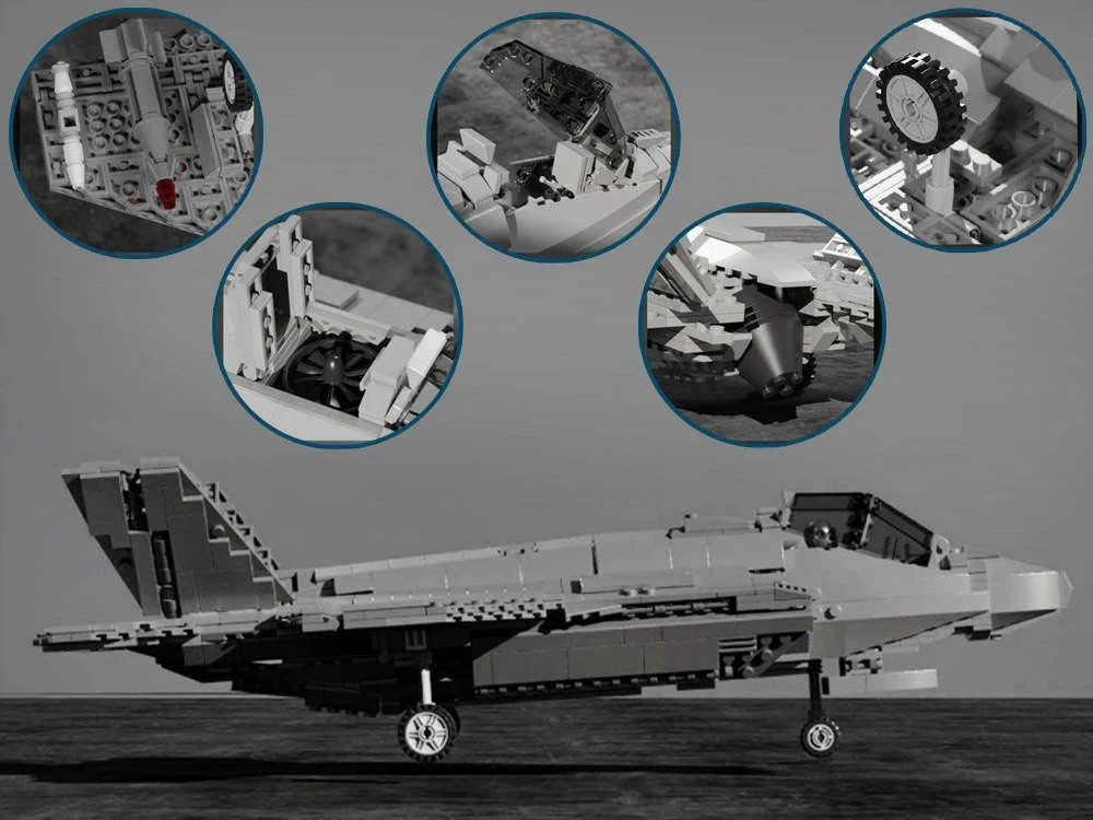 Jokomisiada Techniniai blokai Licencijuotas amerikiečių naikintuvas F-35 Lightning II 1600 dalių ZA5799