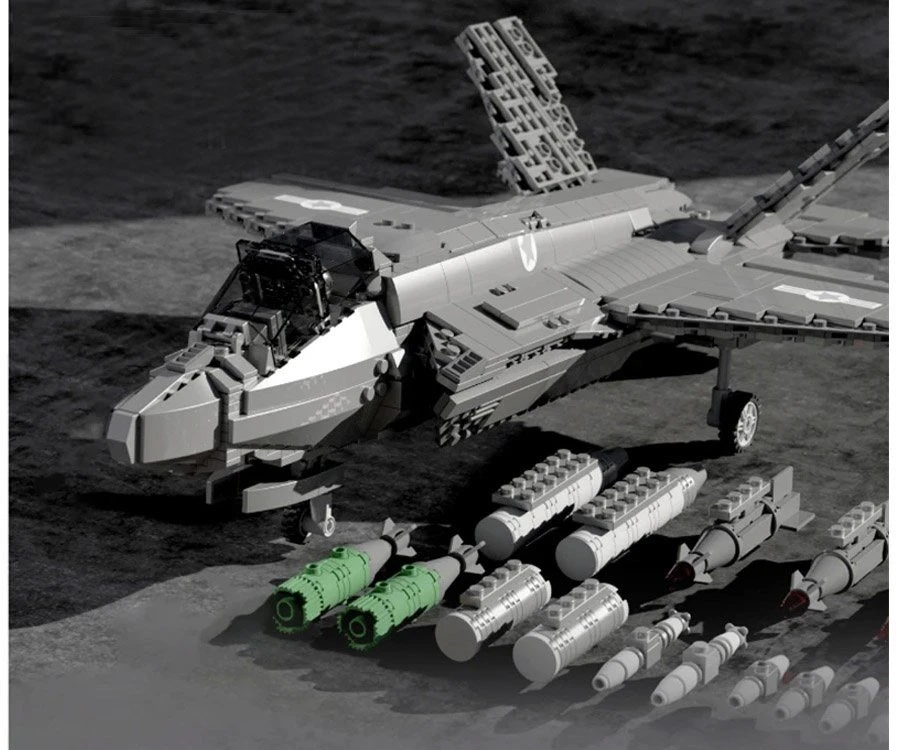 Jokomisiada Techniniai blokai Licencijuotas amerikiečių naikintuvas F-35 Lightning II 1600 dalių ZA5799
