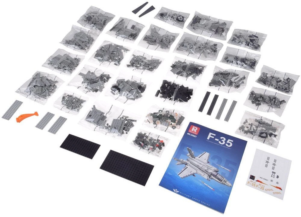Jokomisiada Techniniai blokai Licencijuotas amerikiečių naikintuvas F-35 Lightning II 1600 dalių ZA5799