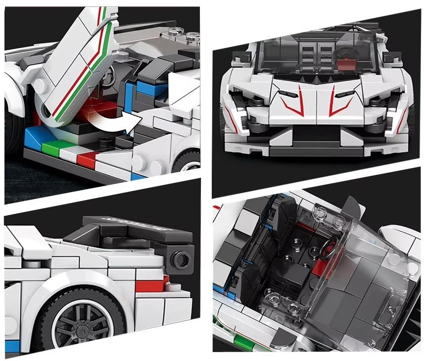 Jokomisiada Techniniai blokeliai Super sportinio automobilio Baltas CABRIOLET spoileris 348 dalys ZA5787