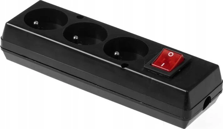 Jonex trijų krypčių nešiojamasis lizdas 16A 2P+Z 250V su jungikliu juodas GN-370WS