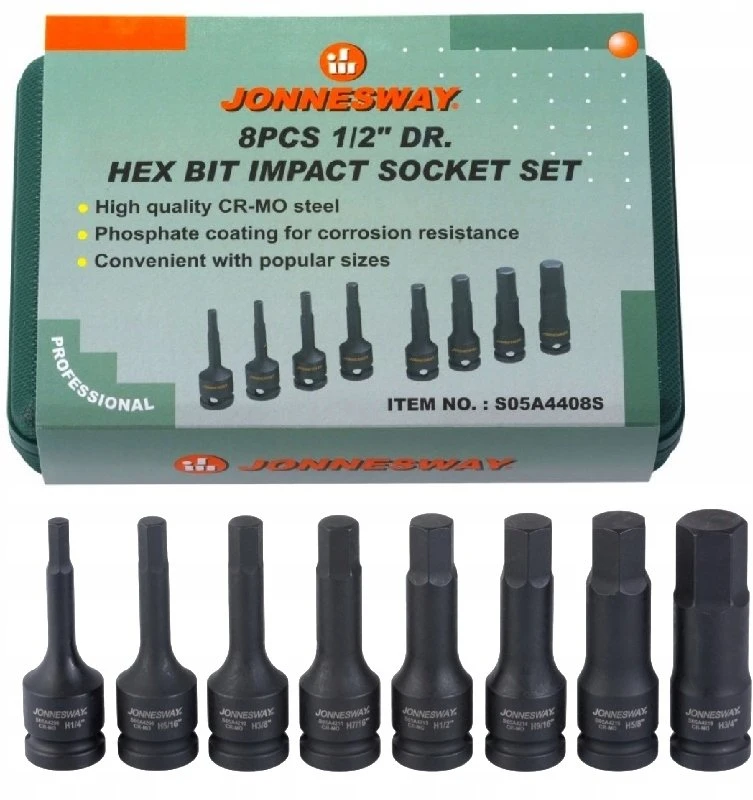 Jonnesway Kpl.kl.ampul.udar.cal. 8szt. 1/2'' (S05A4408S)