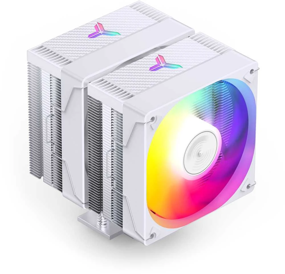 Jonsbo CR-3000E 3-Pin procesoriaus aušintuvas, Dual-Tower, RGB, 260W TDP – baltos spalvos, 120mm