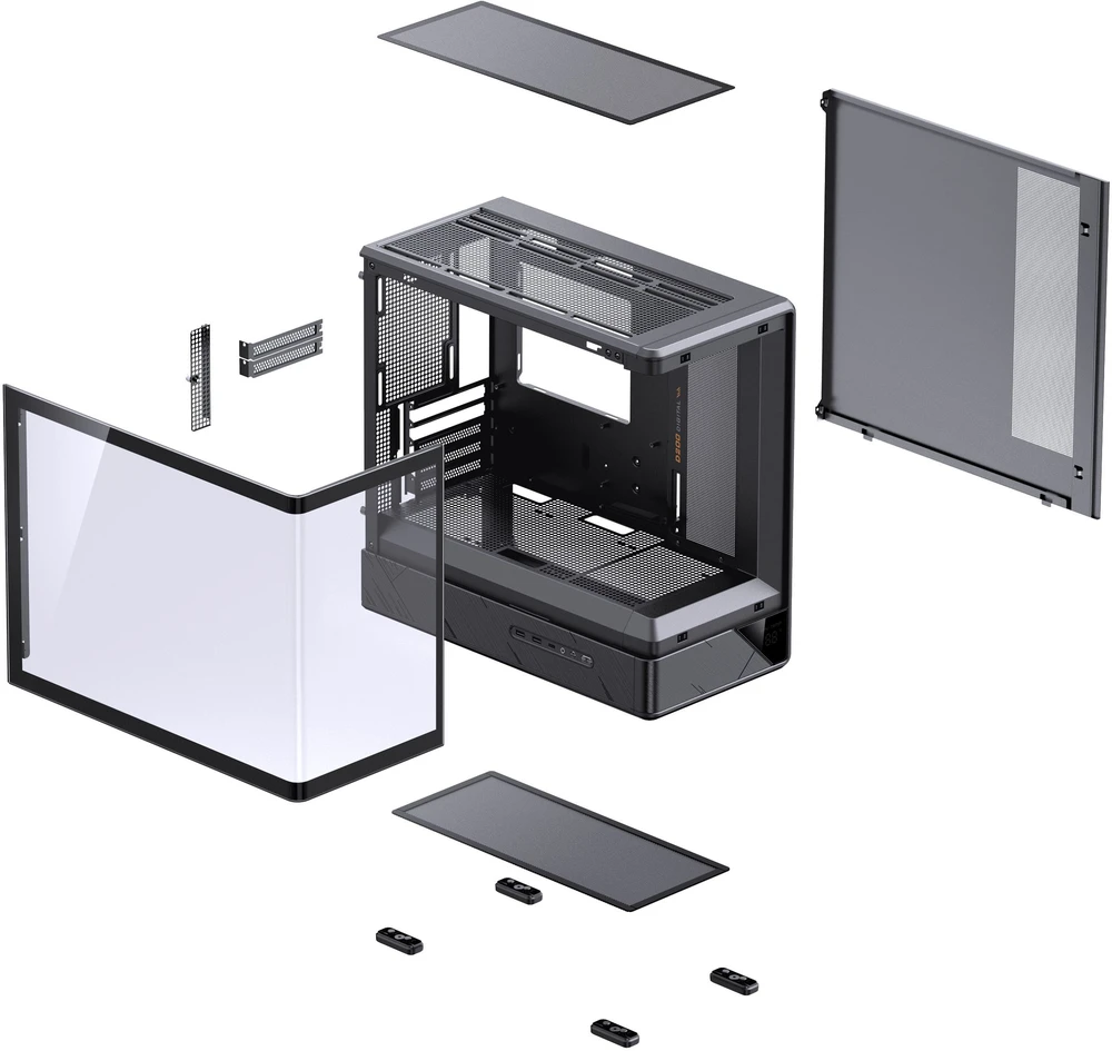 Jonsbo D200 PC Case, Mini Tower, mATX, Tempered Glass – juodas